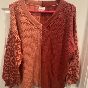 Leopard colorblock sweater